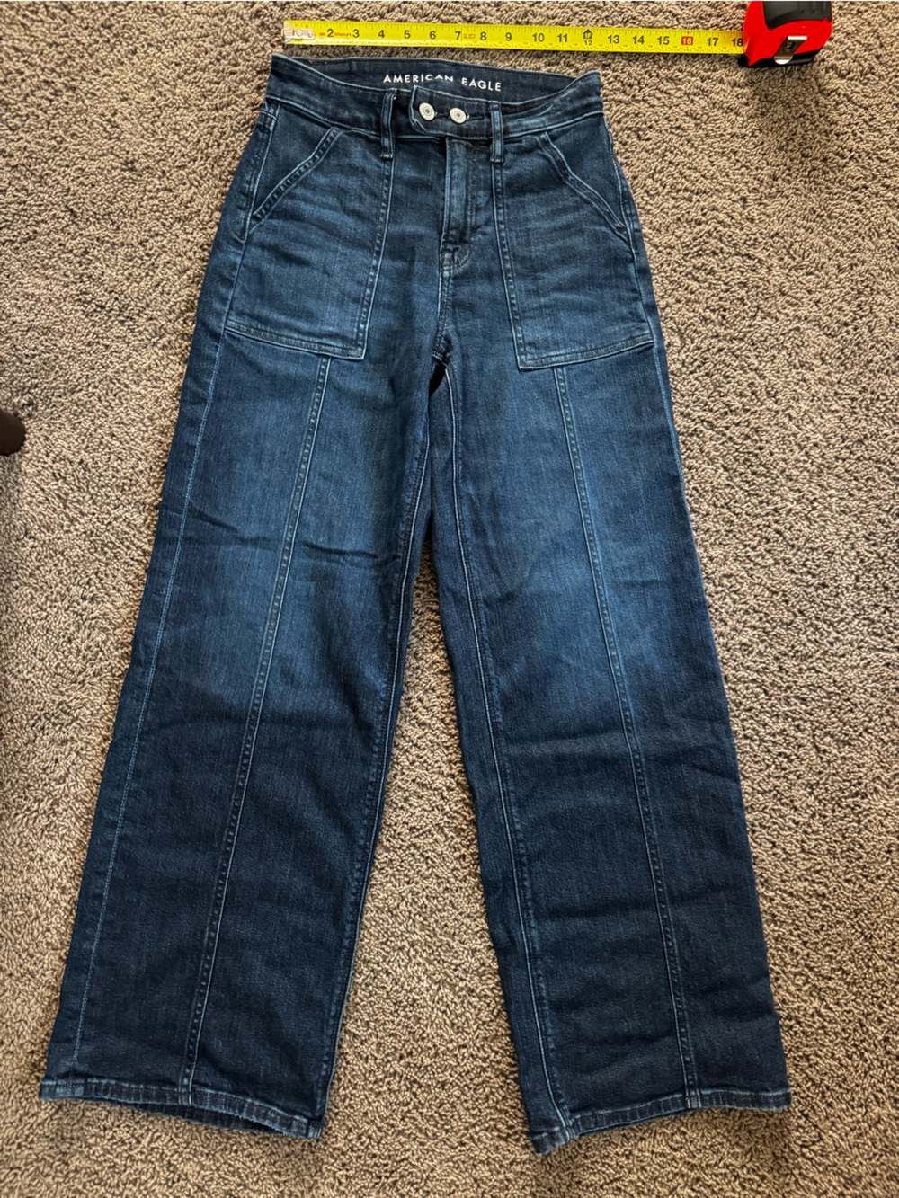 American Eagle Outfitters Dark Blue super high rise baggy wide leg jeans